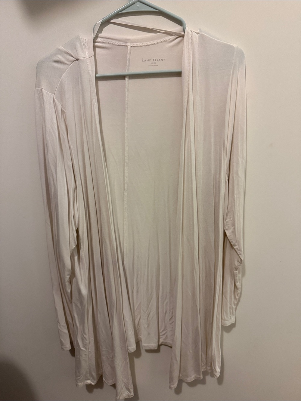 Lane Bryant Cream Open-Front Draped Cardigan Robe